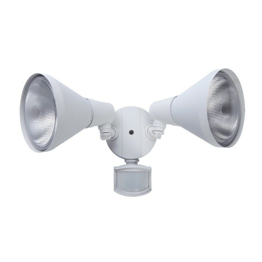Utilitech 180 Degree White Hardwired Halogen Motion Activated Flood Light With Timer In The Motion Sensor Flood Lights Department At Lowes Com