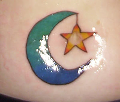 Photographs of sun, moon & star tattoos. Ten galleries of twelve photographs 
