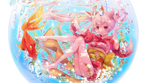 初音ミク 夏休みデザインの綺麗なイラスト壁紙 ボカロ画像