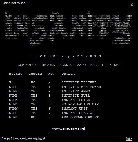 Company of Heroes: Tales of Valor +8 Trainer for 2.601