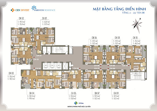 Sơ đồ thiết kế mặt bằng tòa H chung cư Park View Residence