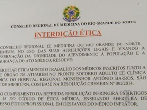 Hospital Regional de São José de Mipibu foi interditado nesta quinta-feira (20) (Foto: Reprodução/Inter TV Cabugi)