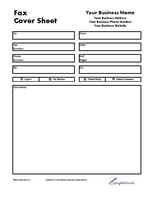 Printable Fax Cover Sheet