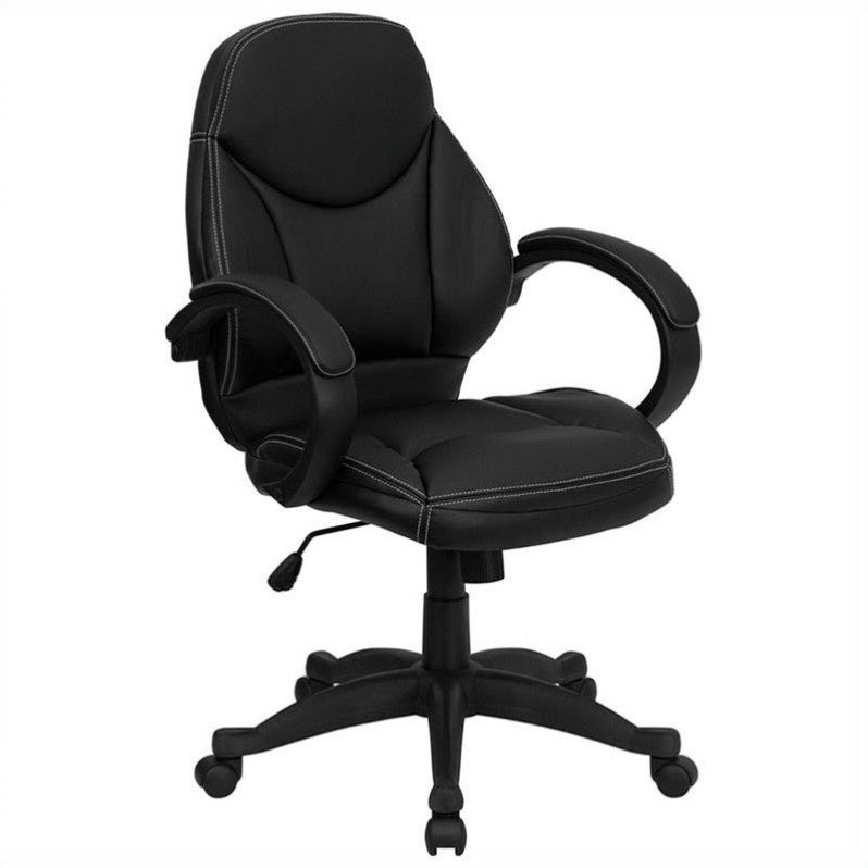 Deals Flash Furniture Mid-Back Leather Contemporary Office Chair in
Black Before Special Offer Ends