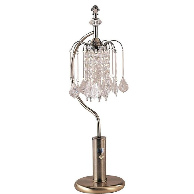 Ore International 27 In Antique Brass 3 Way Chandelier Table Lamp With Crystal Shade In The Table Lamps Department At Lowes Com