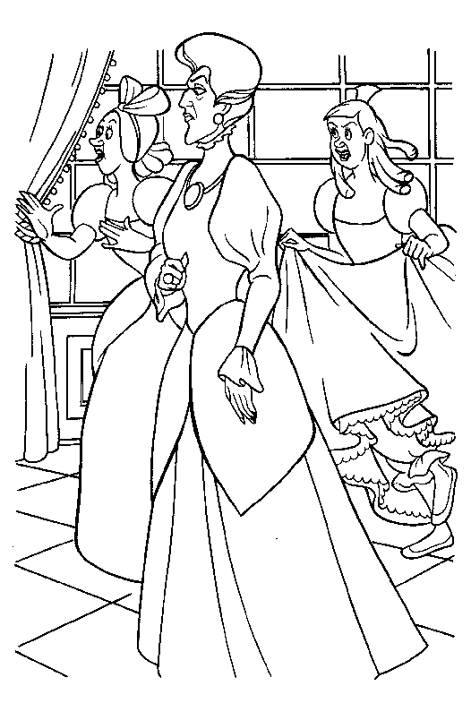 Disegni Da Colorare Per Bambini La Matrigna E Sorellastre Di Cenerentola
