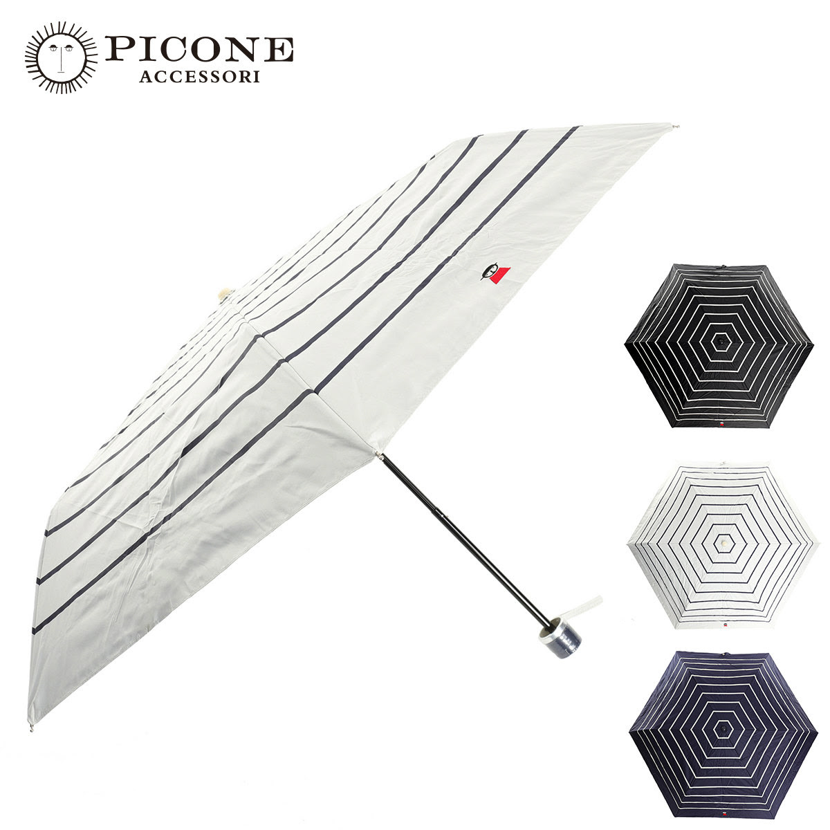 ピッコーネ アッチェッソーリ 晴雨兼用 日傘 雨傘 コンパクト折りたたみ傘 外袋付き ボーダー柄 Picone Accessori公式サイト