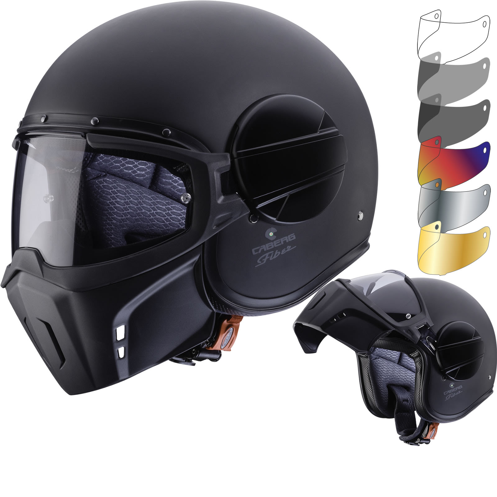 Caberg Ghost Matt Black Open Face Motorcycle Helmet & Visor - Open Face Helmets - Ghostbikes.com
