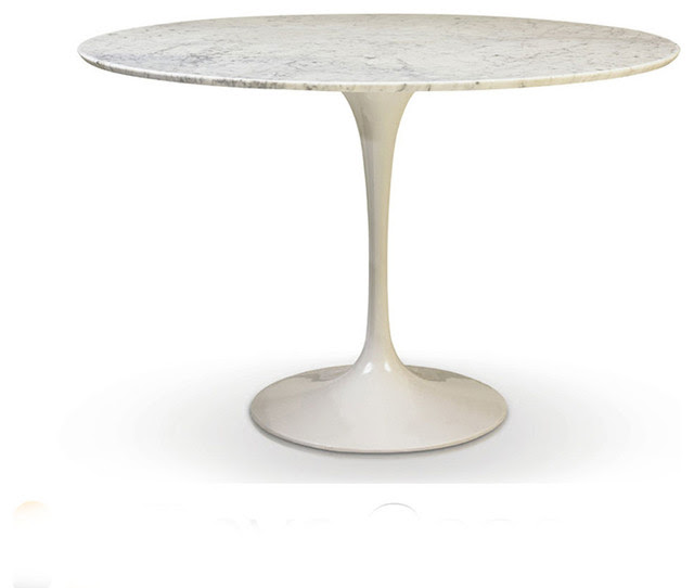  Round Tulip Table White Cararra Marble, 48quot; contemporarydiningtables