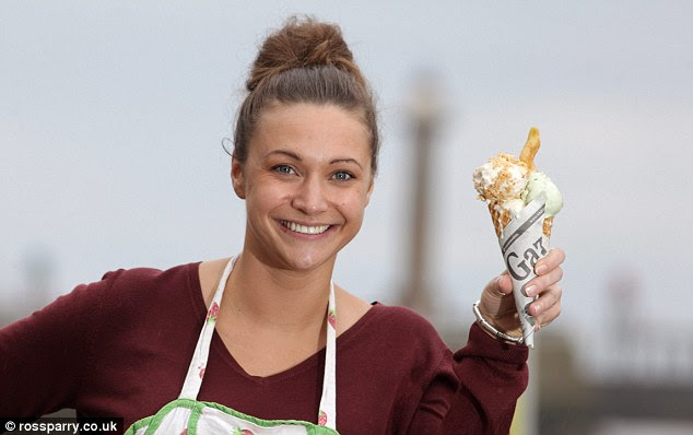 New twist: The frozen desert, on sale in North Yorkshire, is served with a chip as a flake