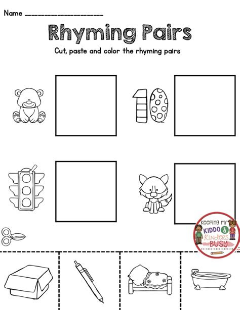  free printable cut and paste rhyming worksheets for kindergarten 1