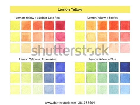  color chart lemon yellow mixing others stock illustration 381988504