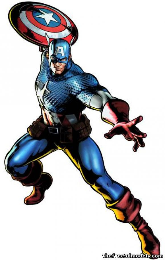 Captain America  3d model  .obj, .max