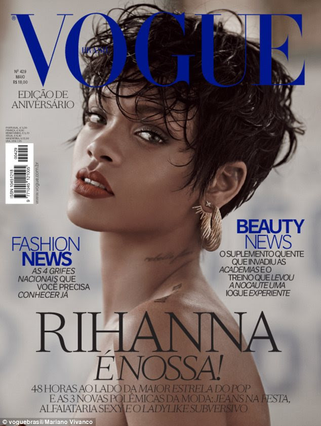 Twice as nice: There are two covers to choose from, including one of a topless Rihanna pouting her red lips