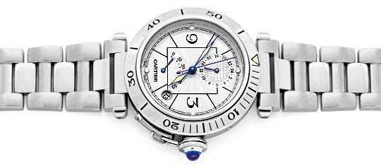 Foto 1, CARTIER PASHA 38mm 2.ZEIT GANGRESERVE GLAS-BODEN TOPUHR, U1298