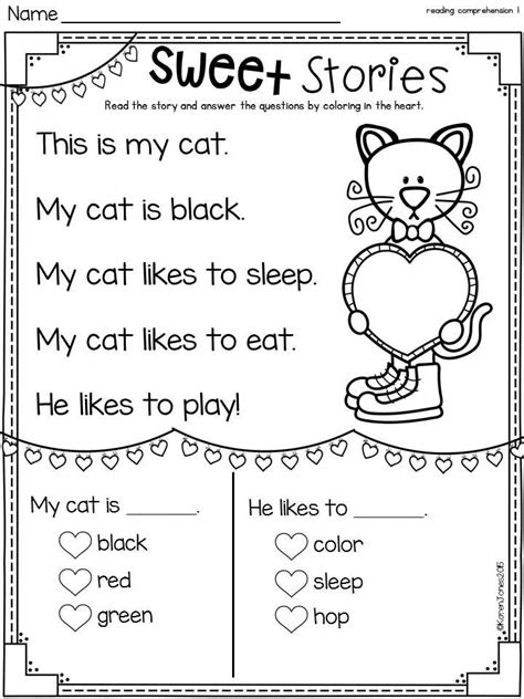  valentines day printable pack kindergarten reading comprehension