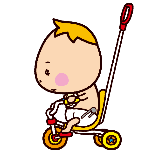 三輪車に乗る赤ちゃんのイラスト 4カット イラストくん