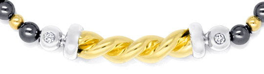 Foto 2, BRILLANTKOLLIER HÄMATIT-KETTE GELBGOLD WEISSGOLD LUXUS!, S6908