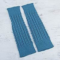 100% alpaca leg warmers, 'Blue Travels' (Peru)