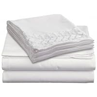 Clara Clark 4pc Bed Sheet Set, Queen Size, White, Lace