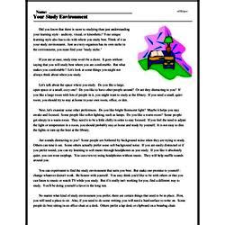  your study environment reading comprehension worksheet edhelper