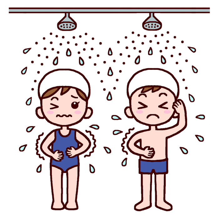 シャワー カラー プール開きの無料イラスト 夏の季節 行事 学校素材