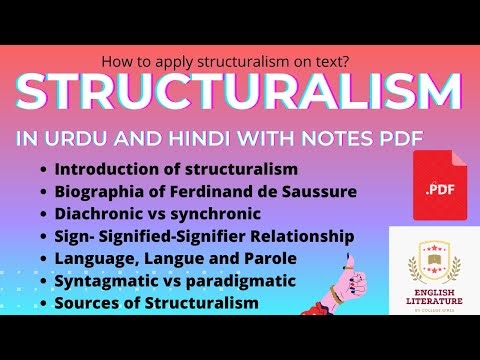 Structuralism Literary Theory in Urdu/Hindi, How To apply Structuralism on Text with Notes Pdf.