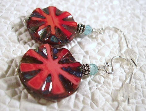 Czech Glass, Teal Apatite, Sterling Silver by OBTP-Jewelry