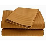 ELEGANCE 500 Thread Count Bed Sheet Set Egyptian Cotton Sateen Stripe Copper.