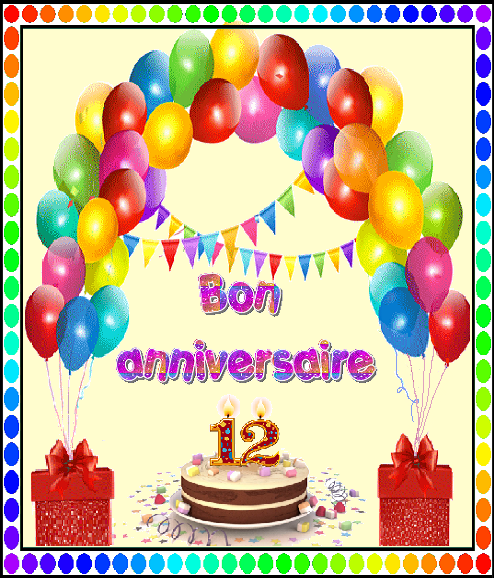 Bon Anniversaire 12 Ans Gateau Ballons Et Cadeaux