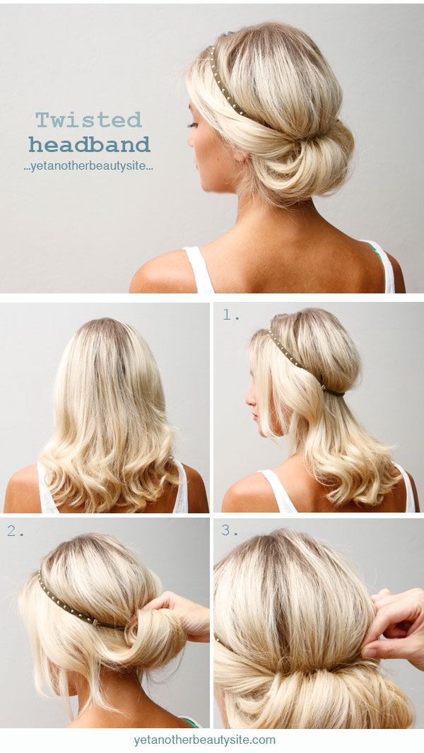 Twisted Headband Updo Hairstyle - Blonde Medium Hiar Ideas for Summer