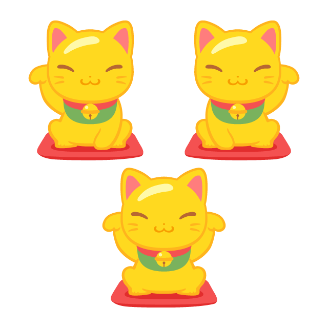 金運アップの金の招き猫 3種の無料ベクターイラスト素材 Picaboo ピカブー 無料ベクターイラスト素材