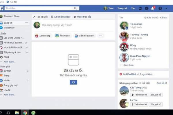 Đến 12h trưa 18.11, nhiều người dùng vẫn không thể truy cập News Feed Facebook trên bản destop