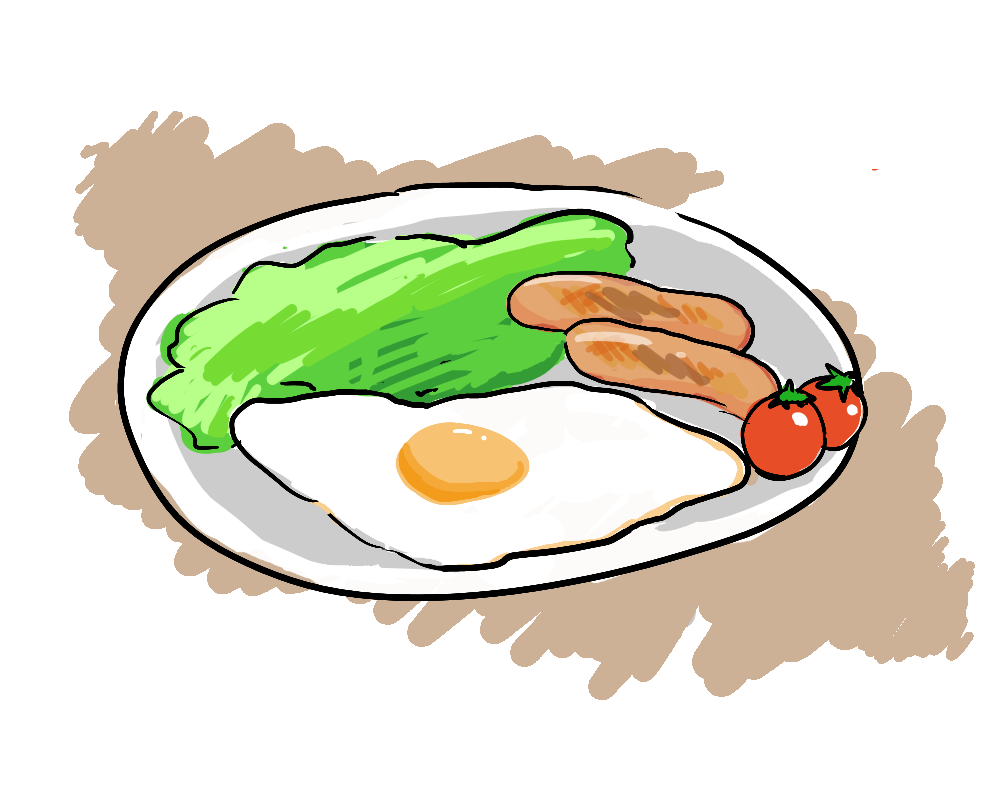 朝食 目玉焼きとウインナー のイラスト 無料フリー素材