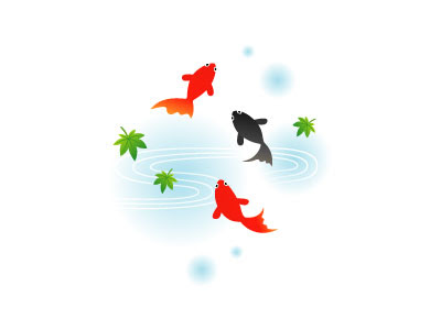 フリー素材 赤と黒の金魚を描いたイラスト 優雅に泳ぐ姿が綺麗