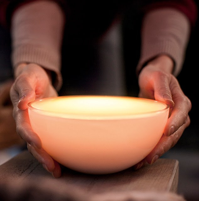 Bowl of sunshine: The lamp uses a rechargeable battery and offers three hours of continuous light