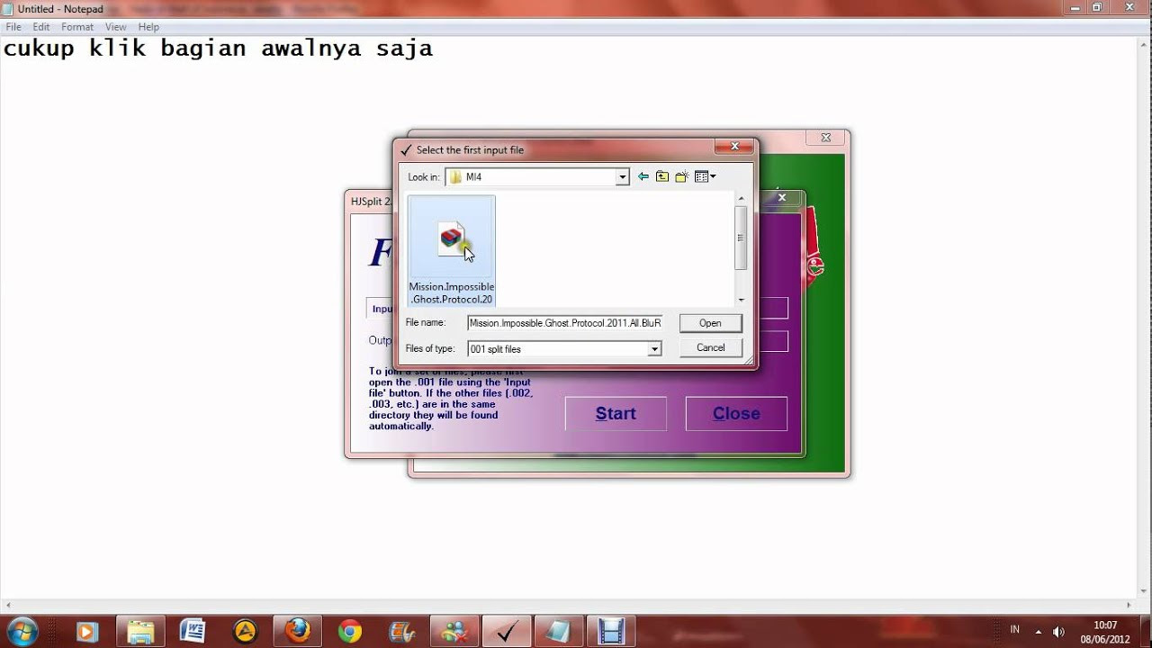 Cara menggabungkan file menggunakan hjsplit - YouTube