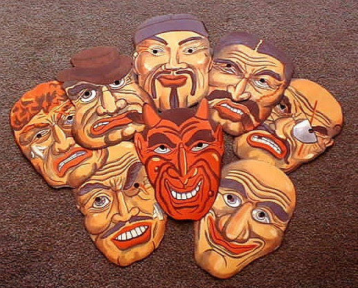 8 Original Vintage Halloween Devil and Thugs Crooks Criminals Paper Masks 1930s Japan