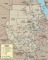 Political map of Sudan.