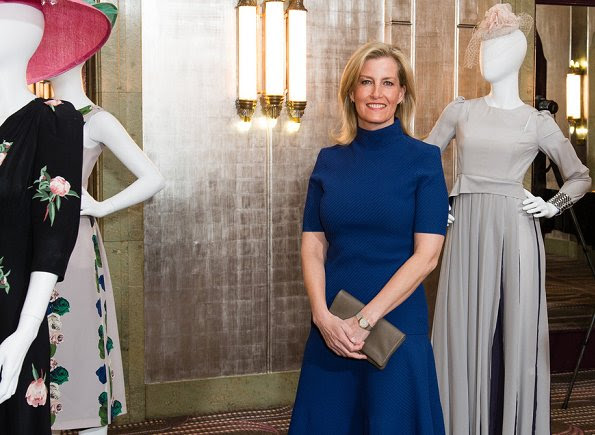 Countess Sophie attended the Mencap charity Lunch at Sheraton Park Lane Hotel. Countess wore Alexander McQueen midi dress Prada pumps