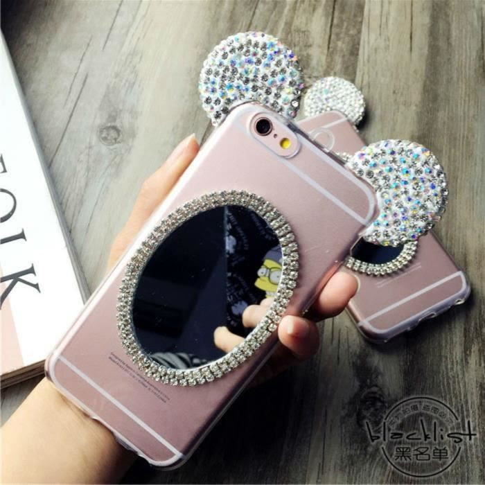 Coque iPhone 6 6S miroir blanc Mickey Minnie 3D ours shell ...