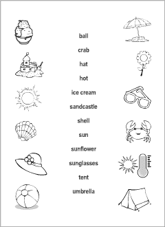 Summer vocabulary for kids learning English | Printable ...