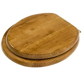 Deluxe Toilet Seat with Metal Hinges, Natural Wood
