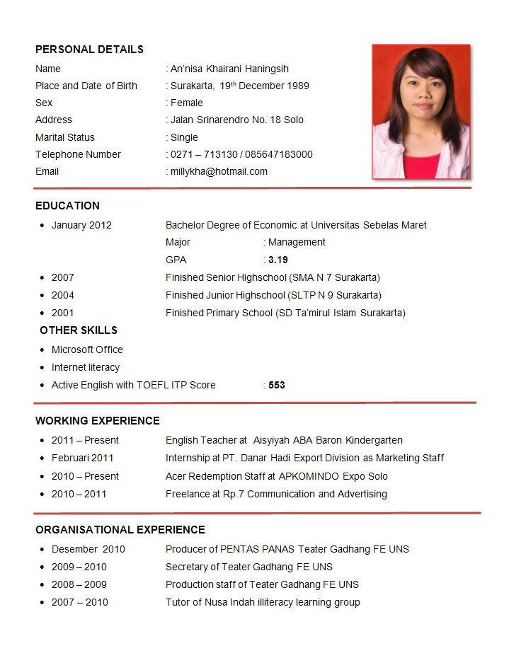 Help With Writing A Curriculum Vitae