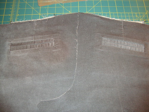 Welt pocket sample #2 on left; sample #1 on right