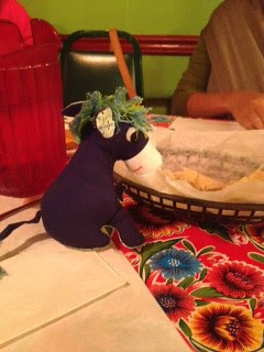Deirdre the Donkey out for dinner in the US, 12 Oct 2012