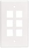 Six Port Keystone Jack Wall Plate White