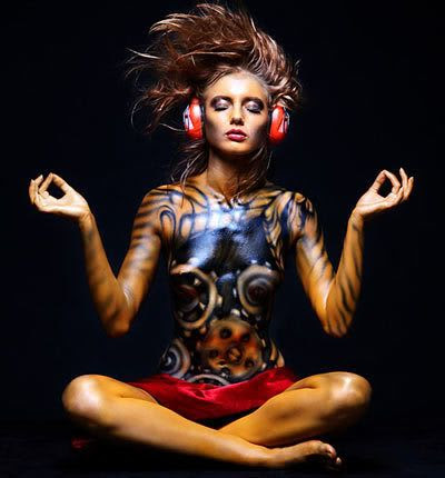 Girl With Body Art Design Or Art Body With Full Paint 