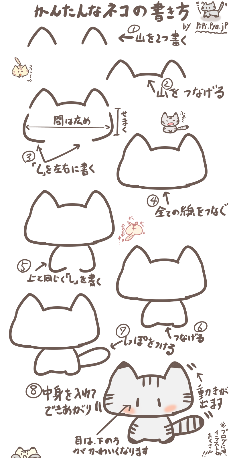 小学生にもオススメ ボールペンで超簡単なネコのイラストの描き方 ぴぴ