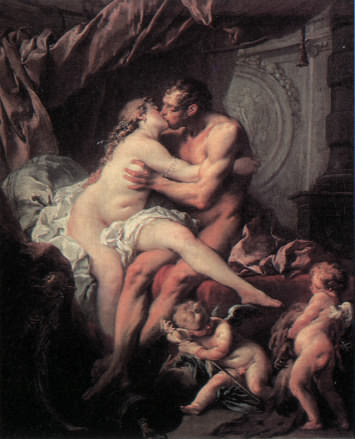 Hercules and Omphale getting frisky by François Boucher circa 1724